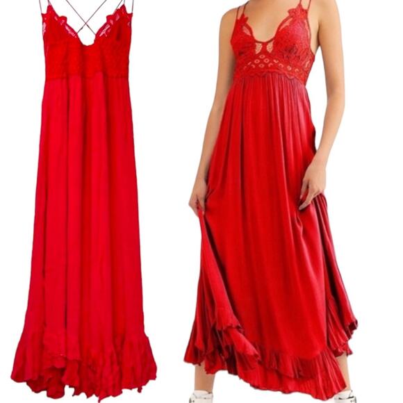 NWT Free People Adella Maxi Slip Dress crochet Lace Size Medium Christmas Party - Picture 1 of 7